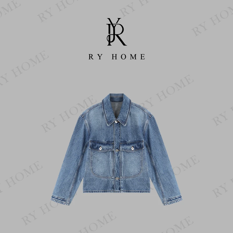 【容雨RYHOME】水洗翻领大口袋牛仔外套251W2068