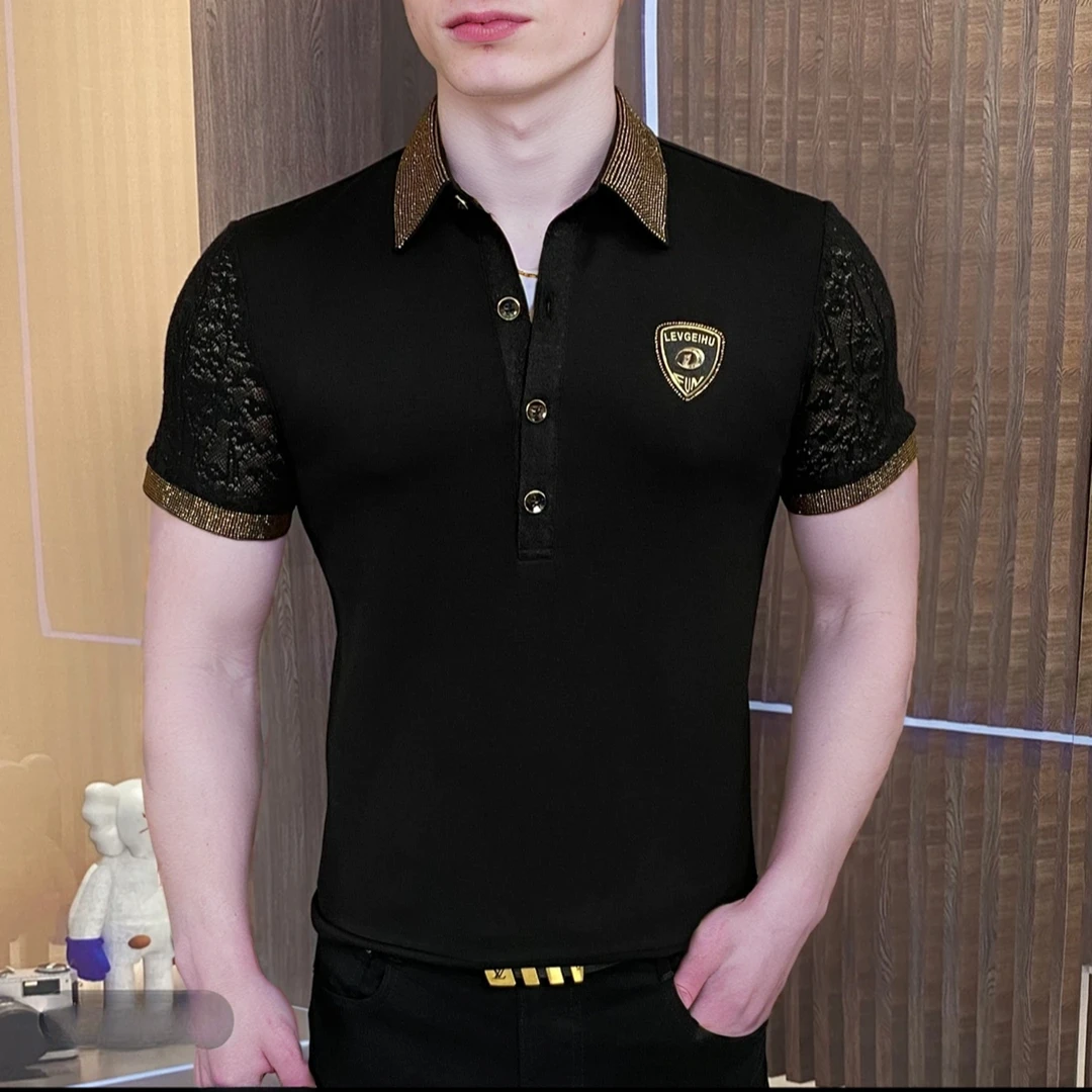 《千金总裁》夏季Polo衫高品质百搭休闲男士轻奢时尚半袖潮流修身