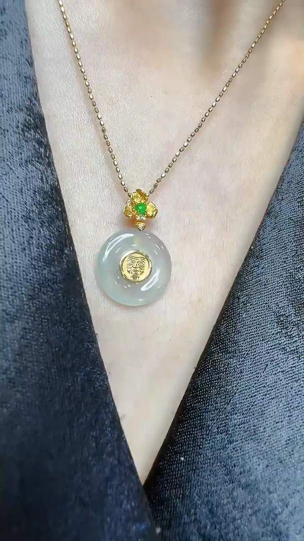 翡翠18K金镶嵌吊坠(不含链)多样性团购发一件