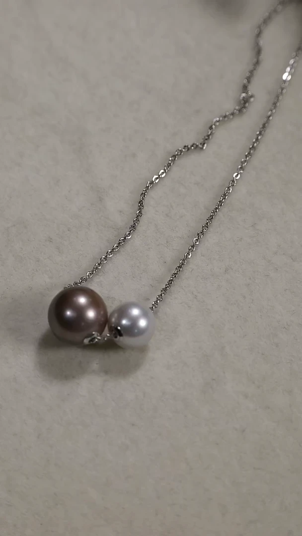 18K金镶嵌吊坠(赠链)海水珍珠大溪地真多麻双珠路路通吊坠