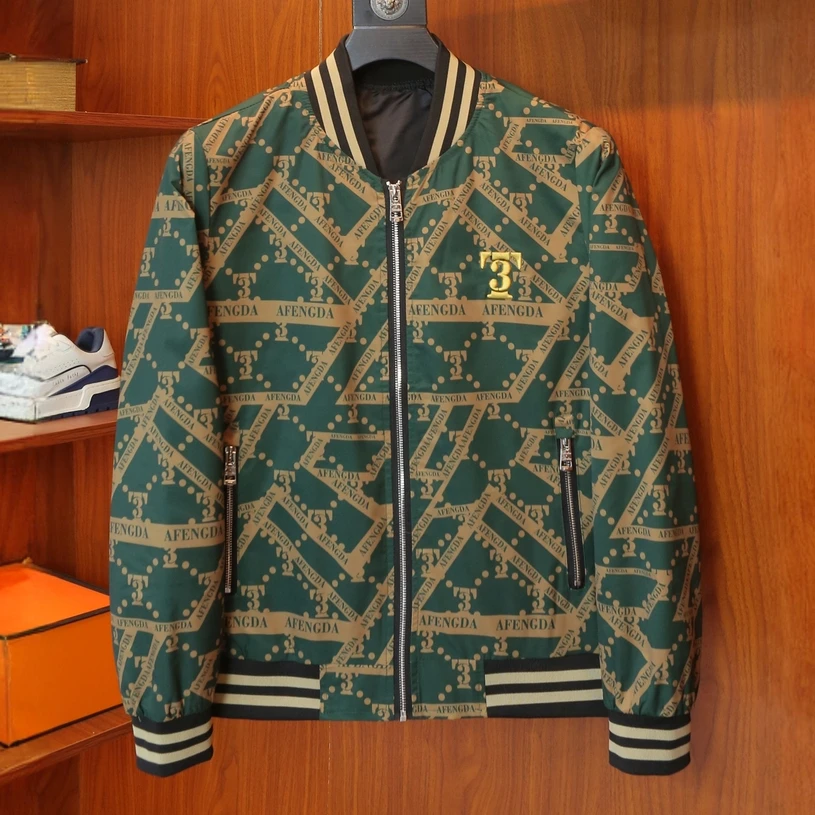 梵基弗奈潮牌刺绣夹克男士个性全身印花休闲棒球领修身百搭外套