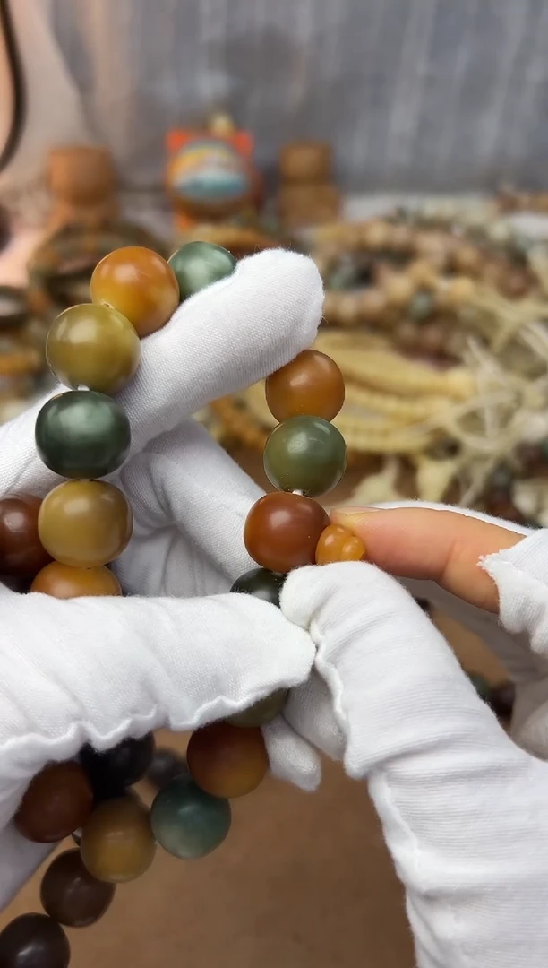 菩提根/象牙果手串15干磨三通+塔柱两套0107