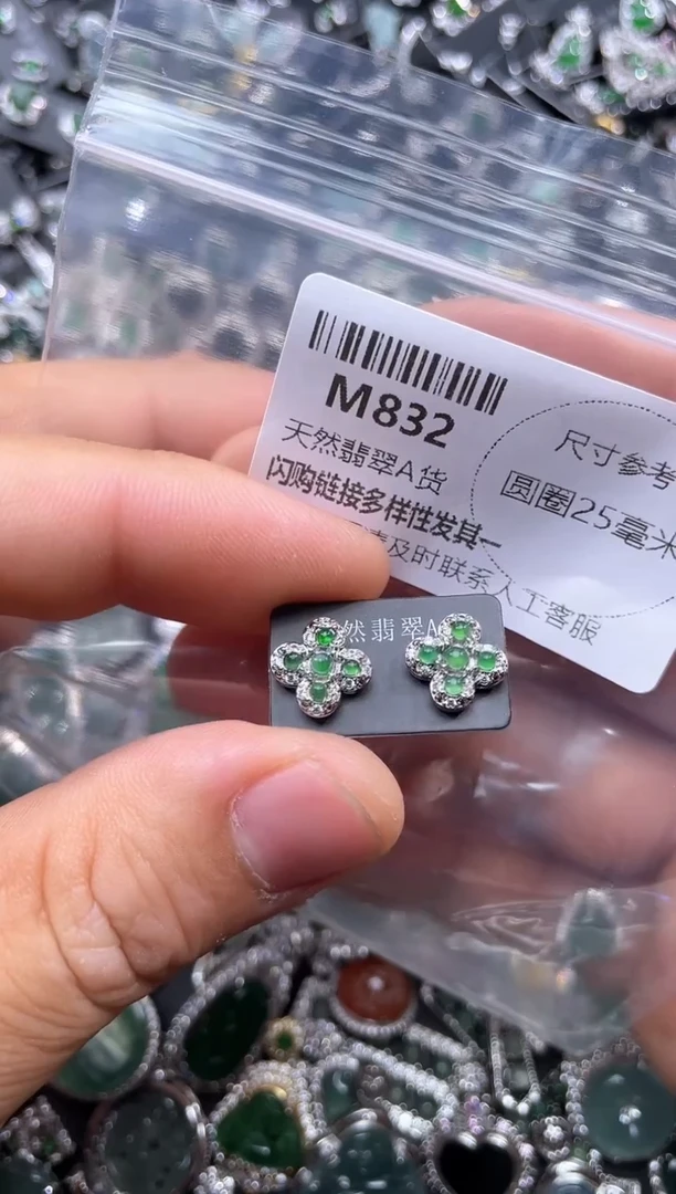 【闪购商品】翡翠颈饰未镶嵌M832耳钉