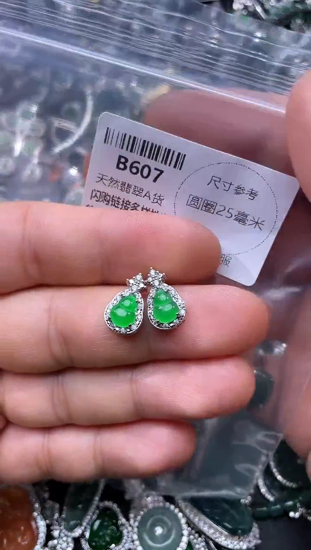 【闪购商品】翡翠颈饰未镶嵌B607耳钉