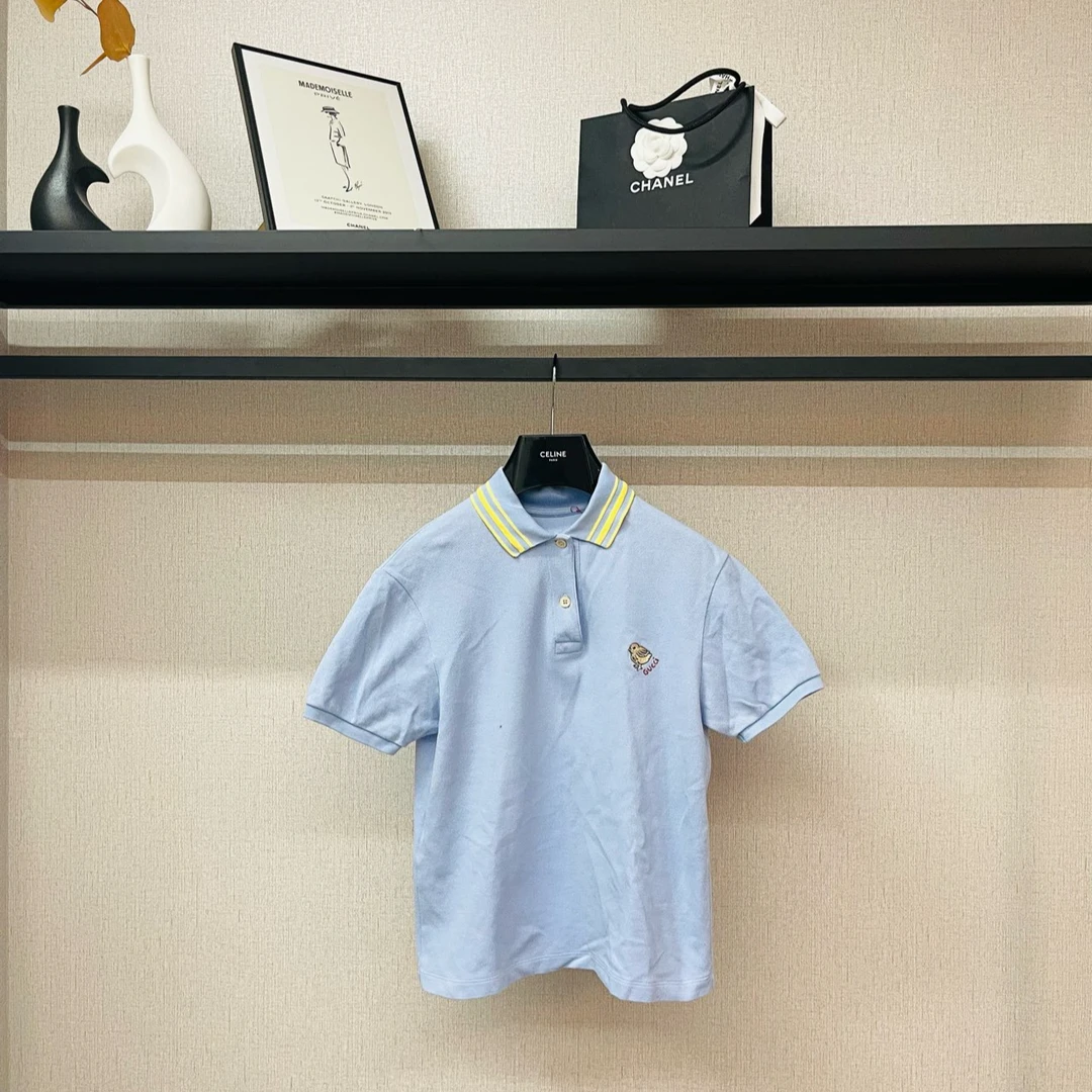 95新 GUCCI/古驰 GUCCI/古驰/蓝色刺绣POLO衫/M码/编号652