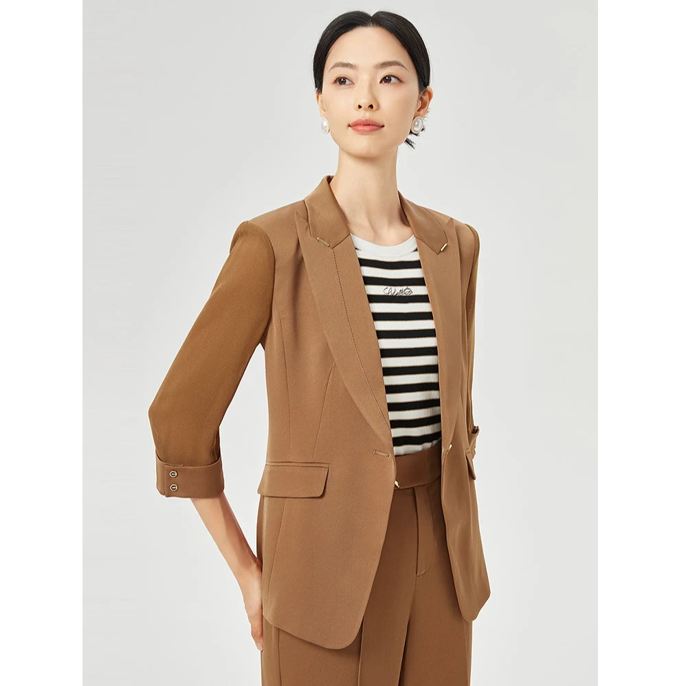 娜尔思灵三醋酸显瘦气质时尚休闲夏复古印花西装外套LA01713W0