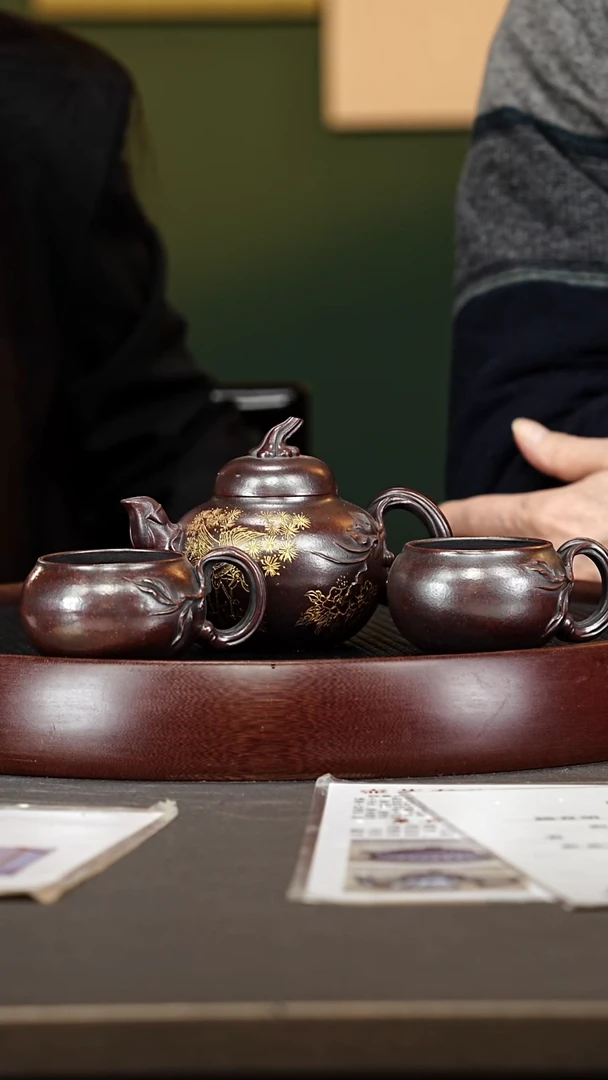 茶壶紫砂53鲍宜明 茄瓜套组 古乌泥 280cc