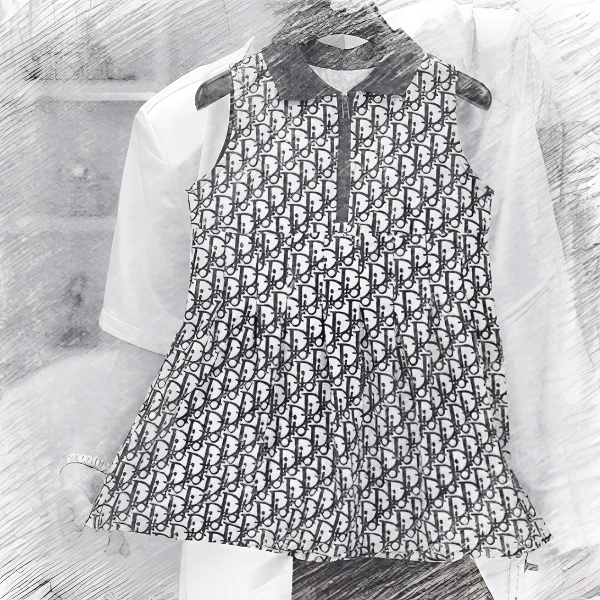 88368儿童女童夏季新款洋气经典轻奢时尚风D字无袖黑领显瘦连衣裙