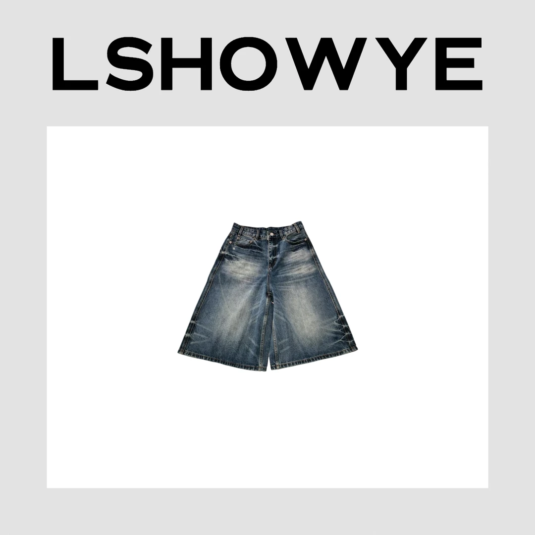 LSHOWYE｜设计师早春新款磨白阔腿牛仔七分裤 27102