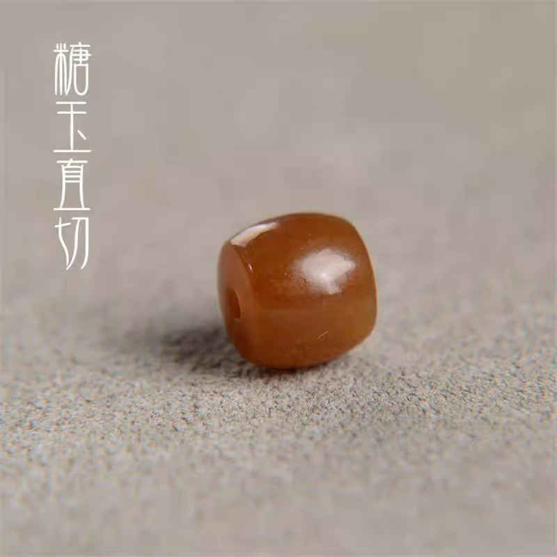 和田玉单珠散珠老型直切天然糖玉diy文玩手串配珠精工腰珠弟子珠