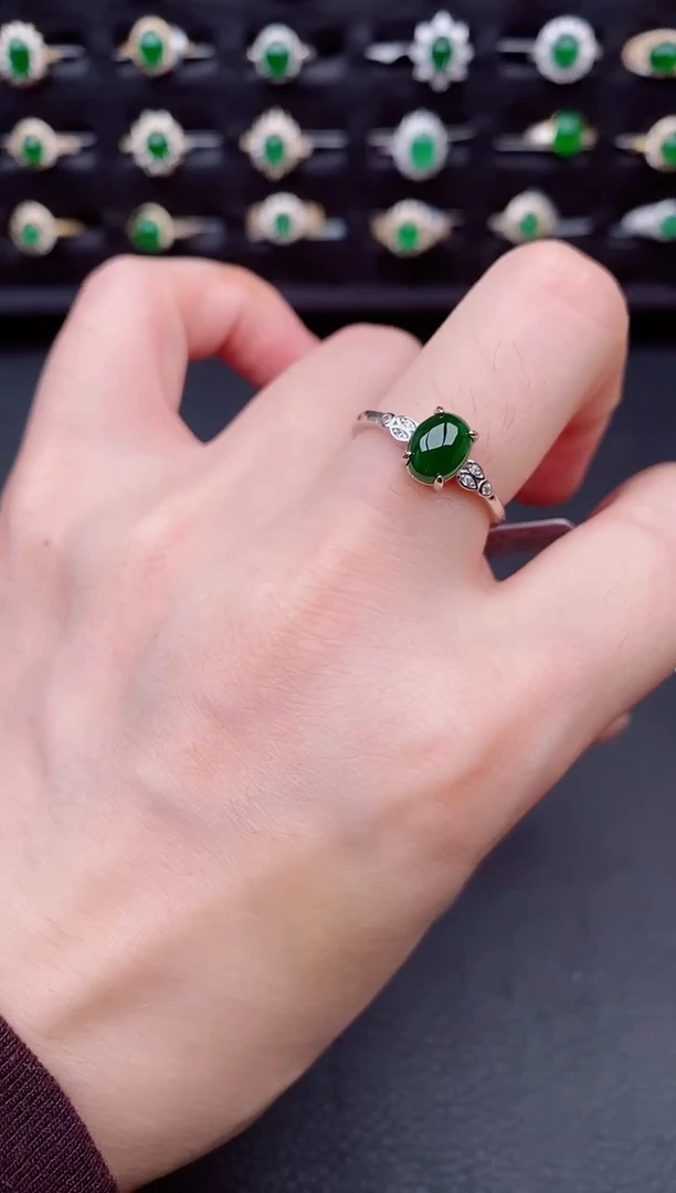 银S925镶嵌戒指翡翠天然a货翡翠10
