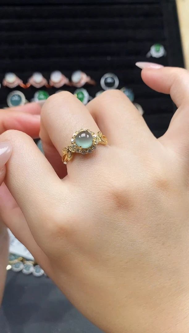 银S925镶嵌戒指翡翠111