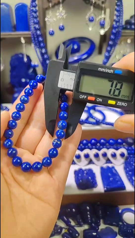 未镶嵌青金石手链7.8mm青金石单圈少白少金正蓝色