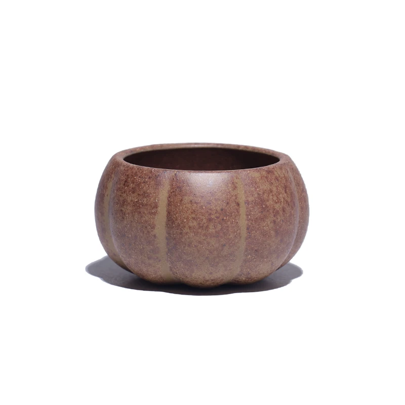 大吉羊柴烧 宜兴紫砂壶手工茶壶 原矿本山绿泥筋纹南瓜主人杯50ml