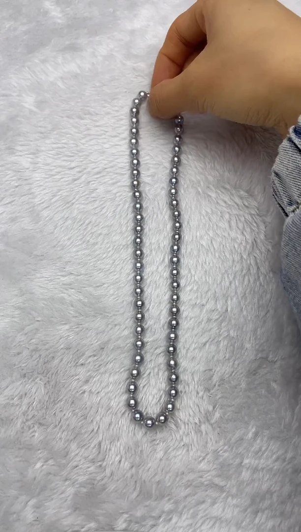 项链银S925镶嵌海水珍珠一*椰AK真多麻6.5-7mm