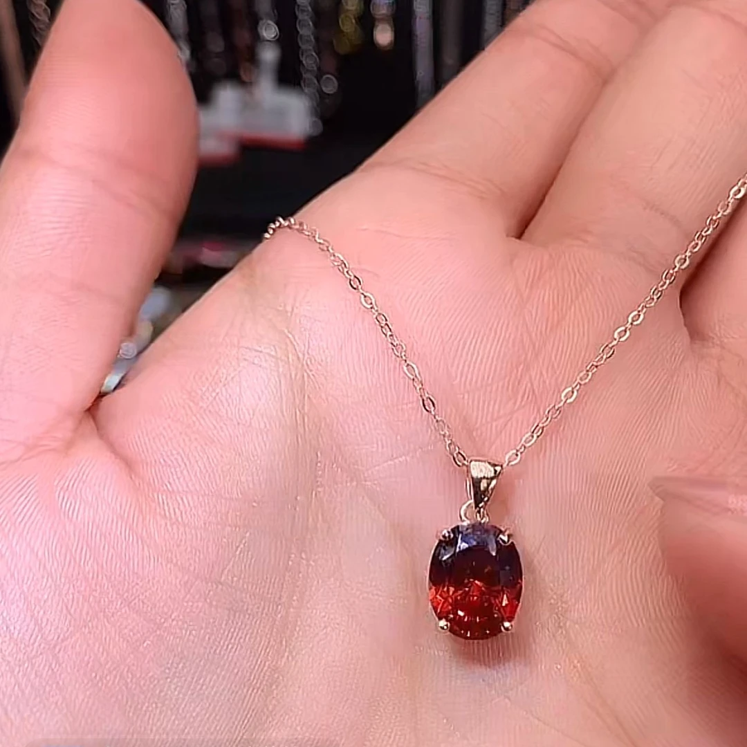 石榴石银镶吊坠810