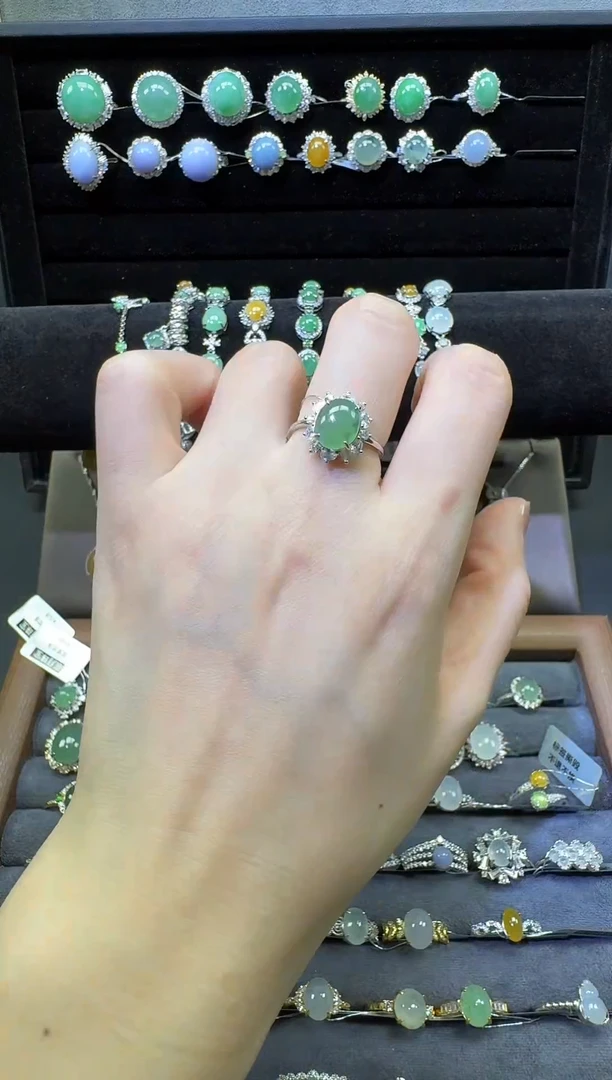 银S925镶嵌戒指翡翠戒指53