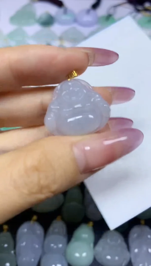 翡翠18K金镶嵌颈饰挂件