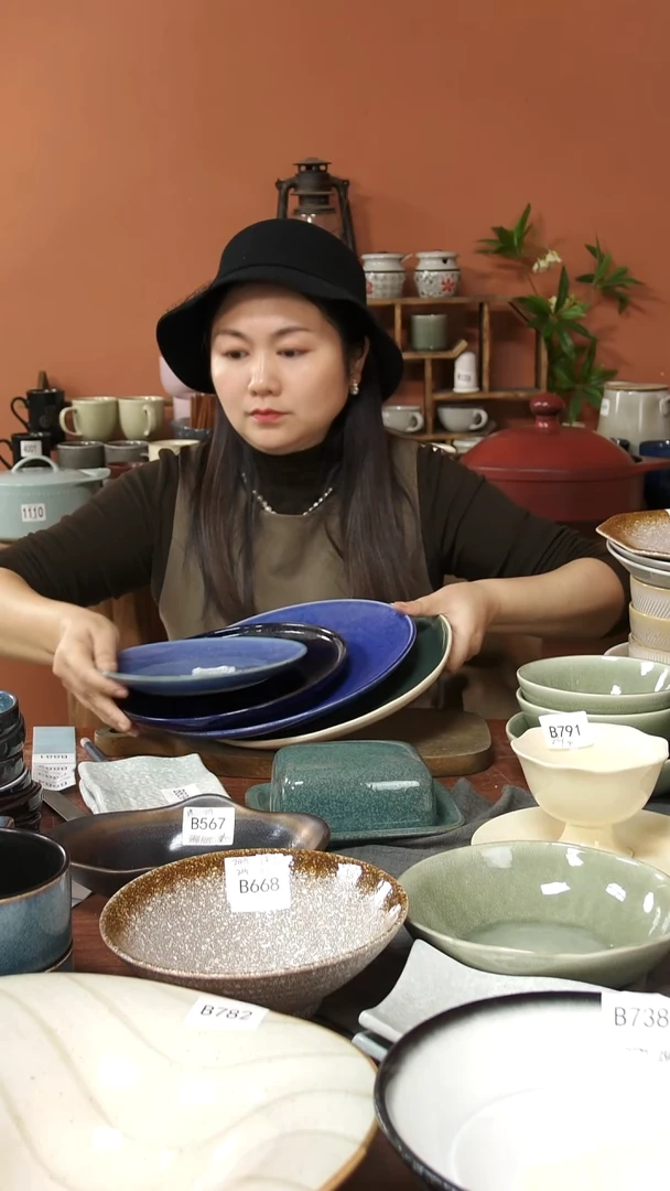 陶瓷B880陶瓷粗陶盘子4件套瑕疵明显