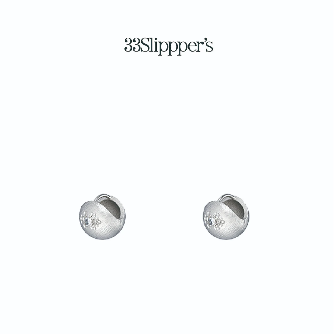 合金锆石耳饰 S925银鸢尾花纯银雕花球形耳钉