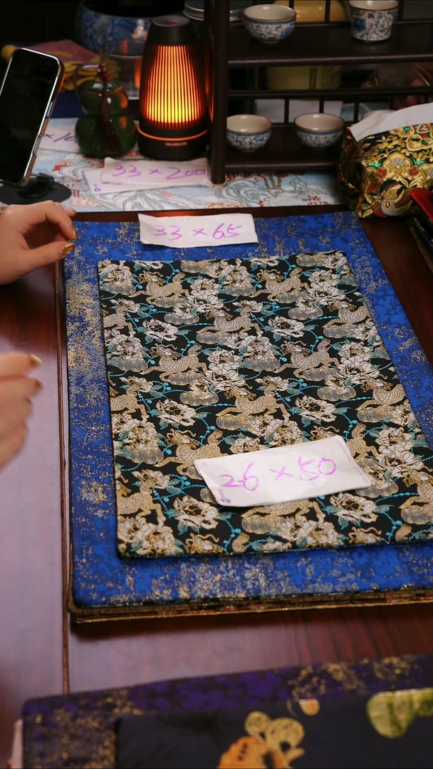 【麒麟牡丹双面】中国风干泡织锦茶席33*65