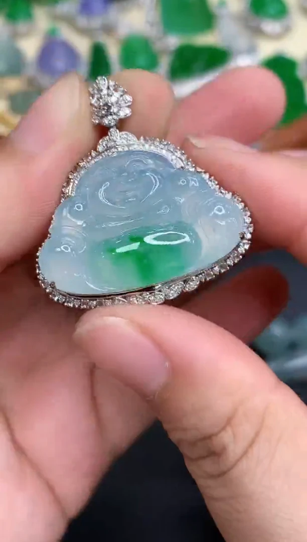 颈饰18K金镶嵌翡翠809-中国好珍宝