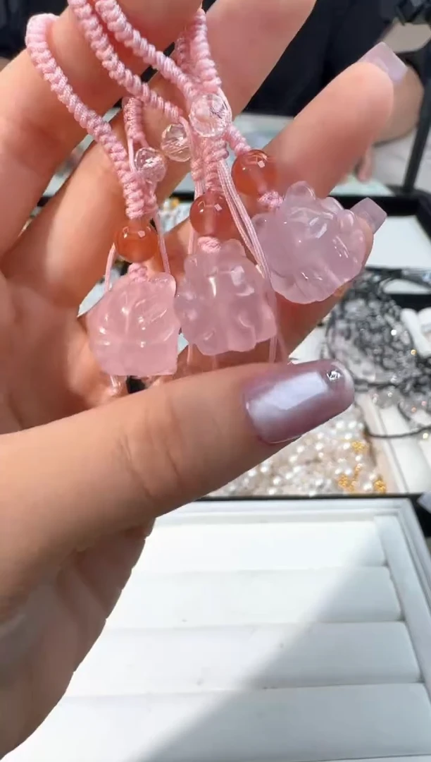 水晶手链未镶嵌I040粉水凤九挂件