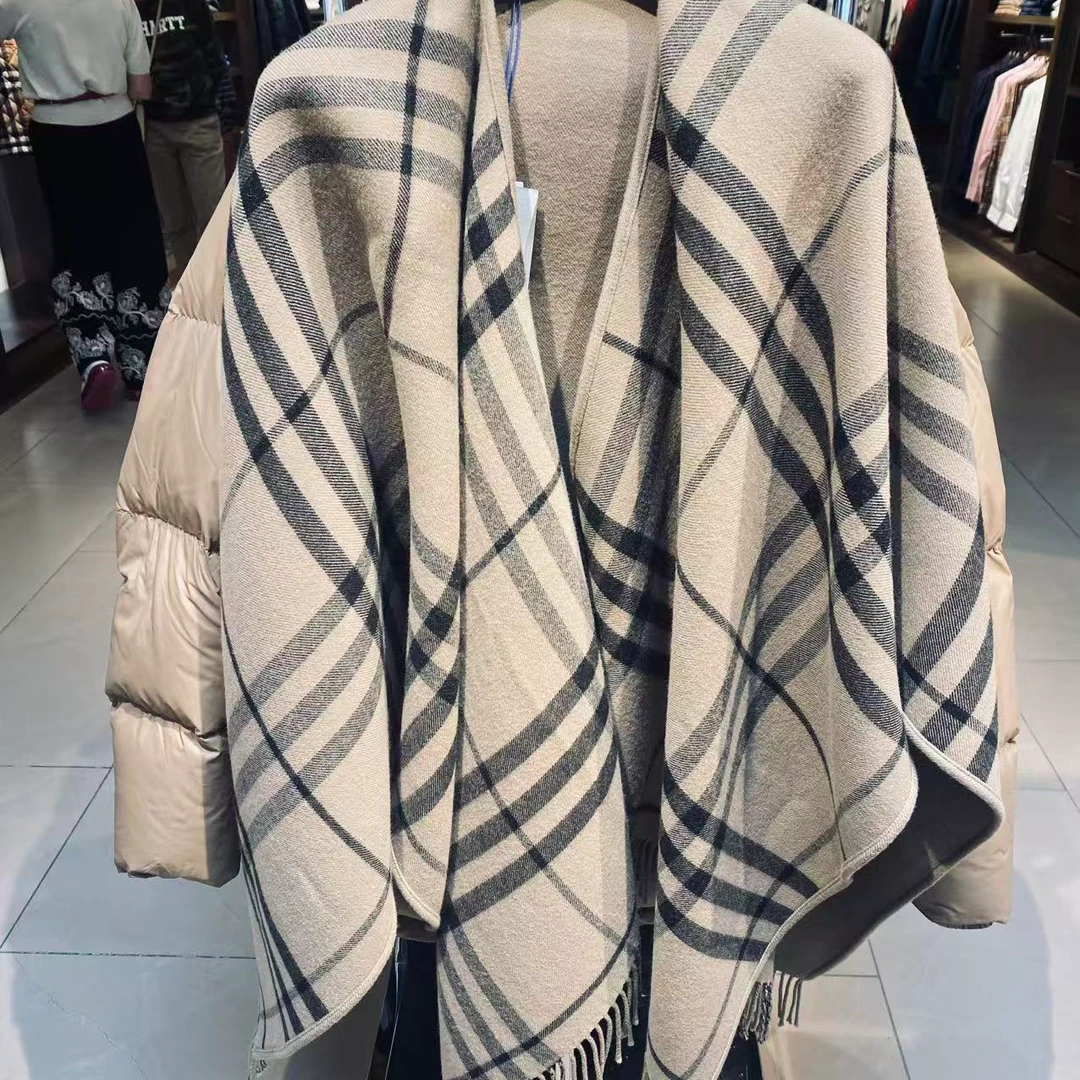 【奥地利直邮】BURBERRY/博柏利 大格纹羊毛斗篷