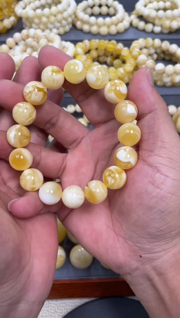 琥珀颈饰未镶嵌琥珀蜜蜡圆珠手串13mm