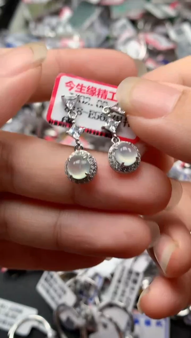 银S925镶嵌戒指翡翠天然A货缅甸翡翠