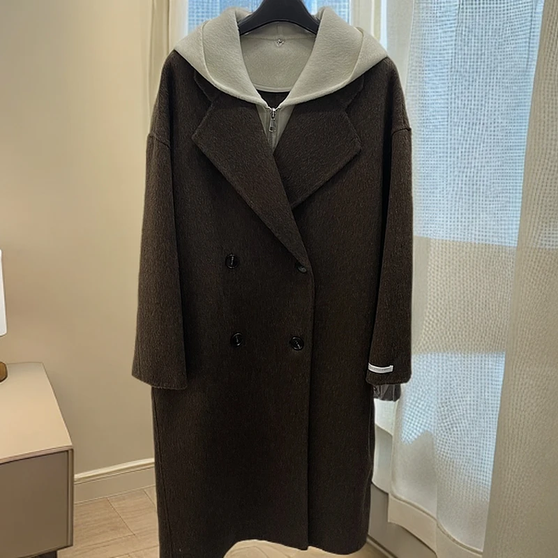 [编号】  长款双面羊毛大衣   小个子   连帽    气质气质女士时尚