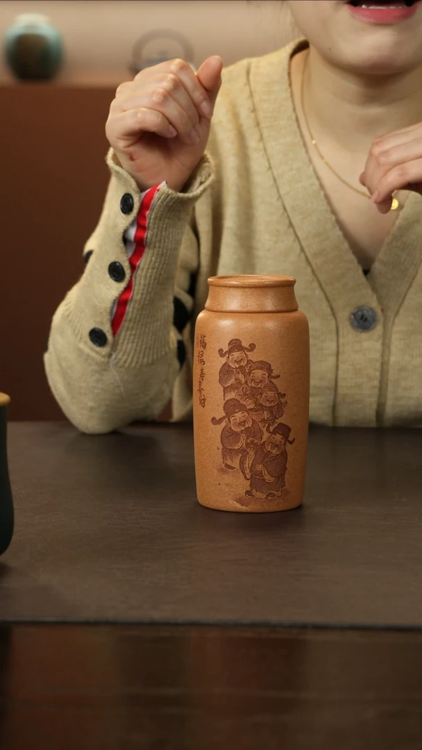 【闪购商品】紫砂茶叶罐直播福利五彩段福禄寿喜财茶叶罐