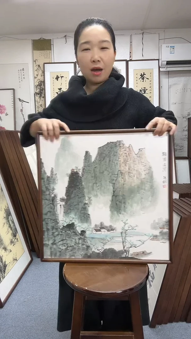 国画尺寸52*52实木画框京东包邮手绘
