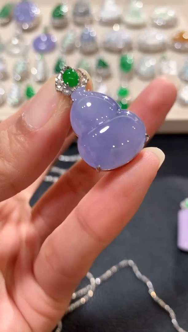 吊坠(不含链)18K金镶嵌翡翠n101紫色有色差