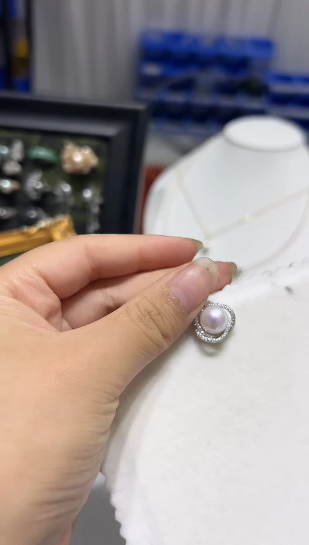 银S925镶嵌吊坠淡水珍珠19