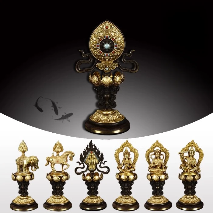 八吉祥摆件西藏合金八宝组合藏式八宝吉祥家居办公玄关门店装饰品