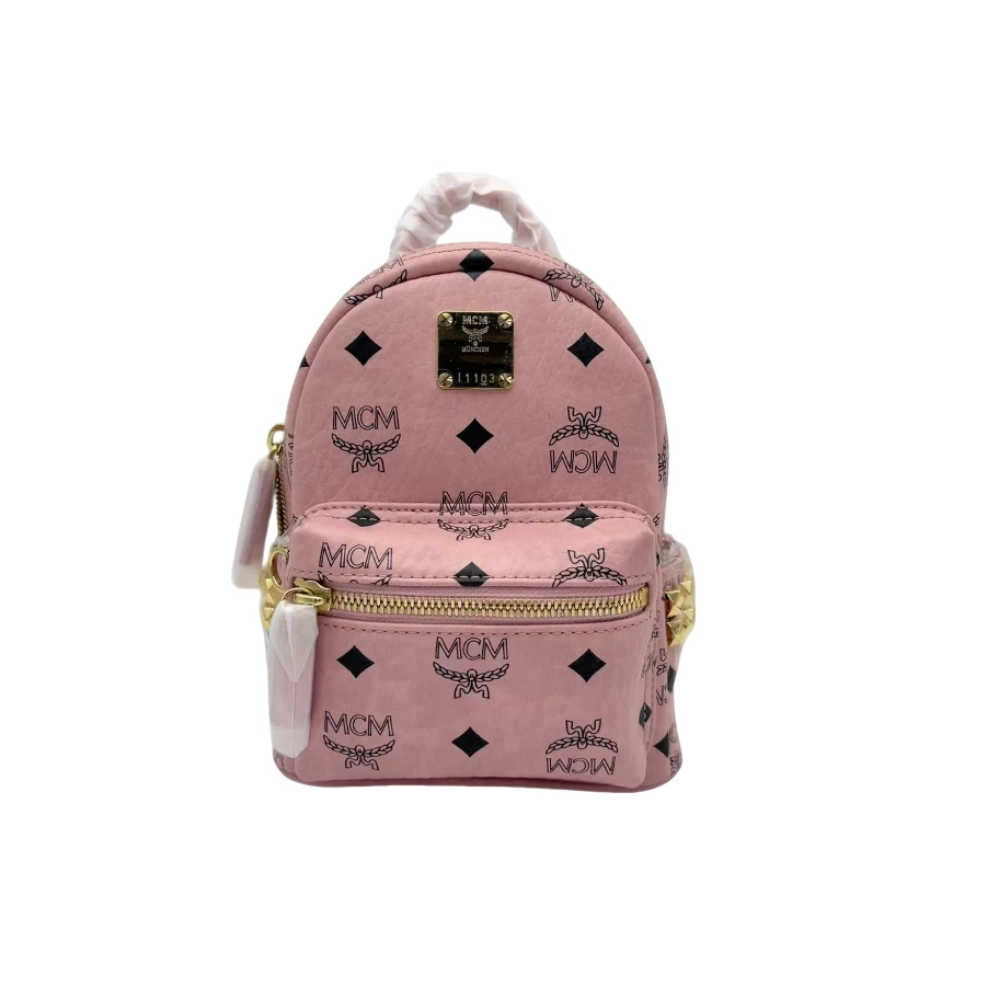 未使用 MCM 双肩包超mini桃花粉/