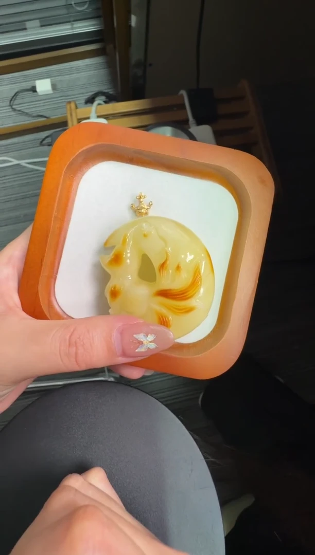 【闪购商品】琥珀珠宝奇石18K金镶嵌狐狸