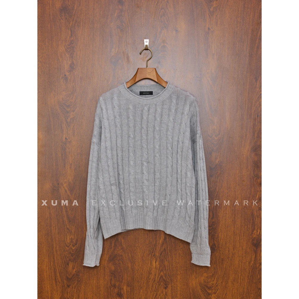 KSMY008 XUMA 25F/W 羊毛混纺扭花提花针织套头针织衫毛衣