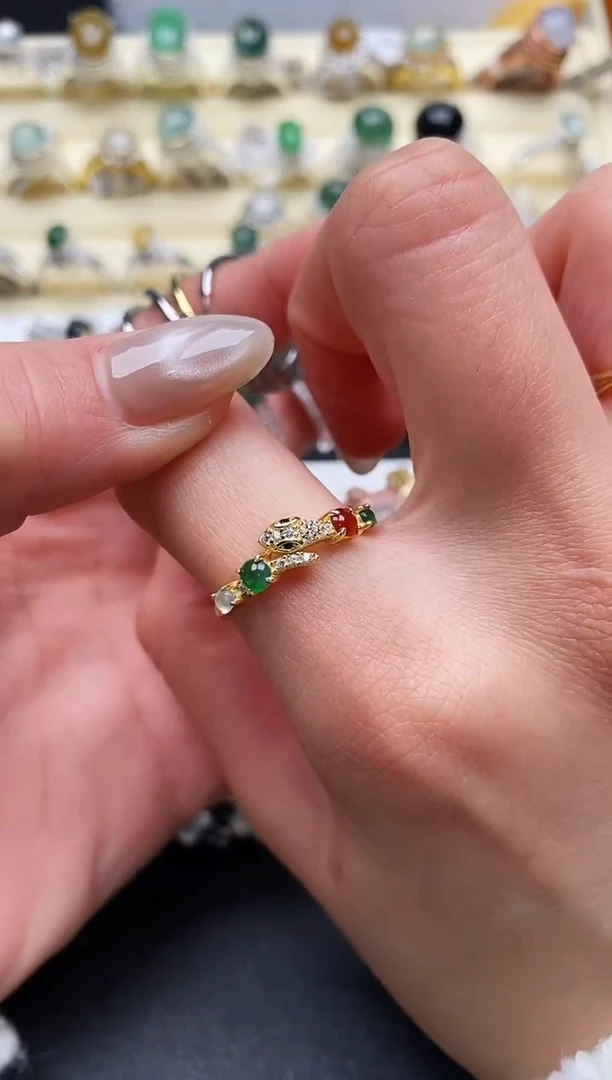 【闪购商品】翡翠戒指银S925镶嵌缅甸翡翠2   1+10