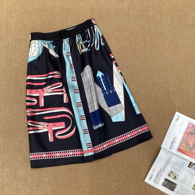 真丝斜纹绸印花半裙时尚百搭潮流舒适