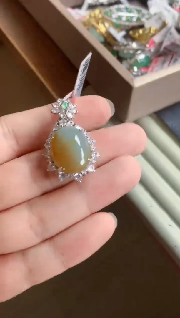 银S925镶嵌戒指翡翠天然A货缅甸翡翠