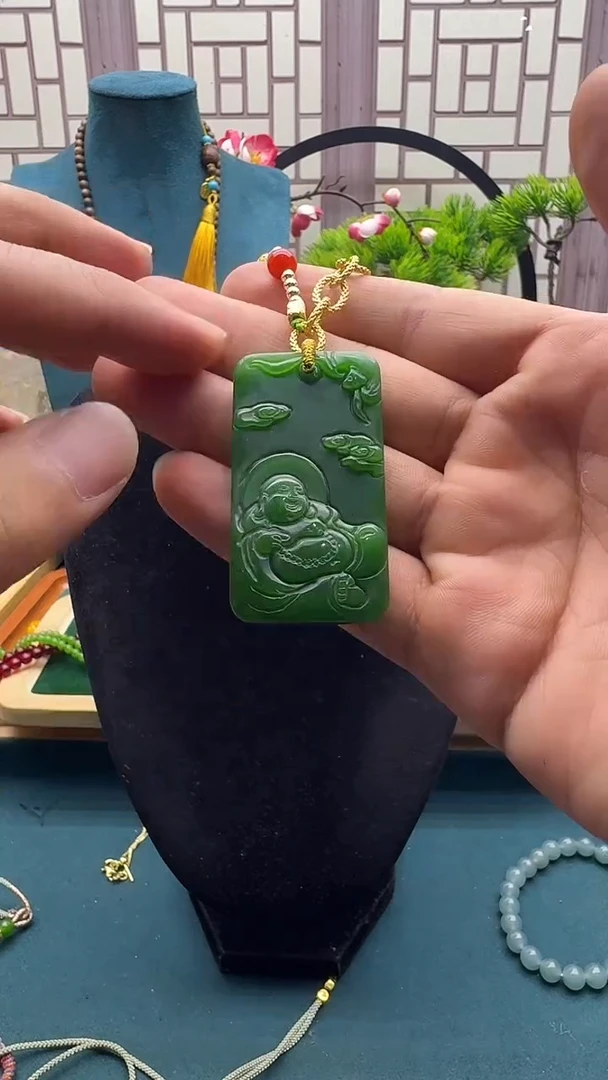 和田玉14K金镶嵌颈饰x60