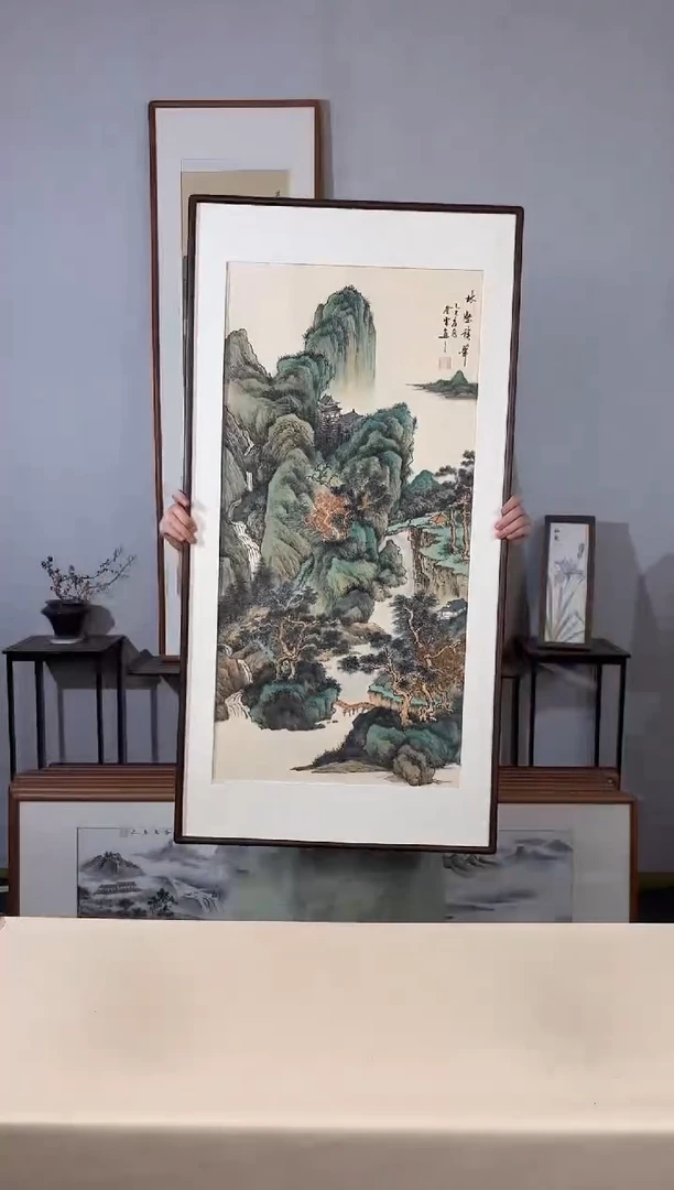 国画手绘*林壑积翠*62*122cm带框发货