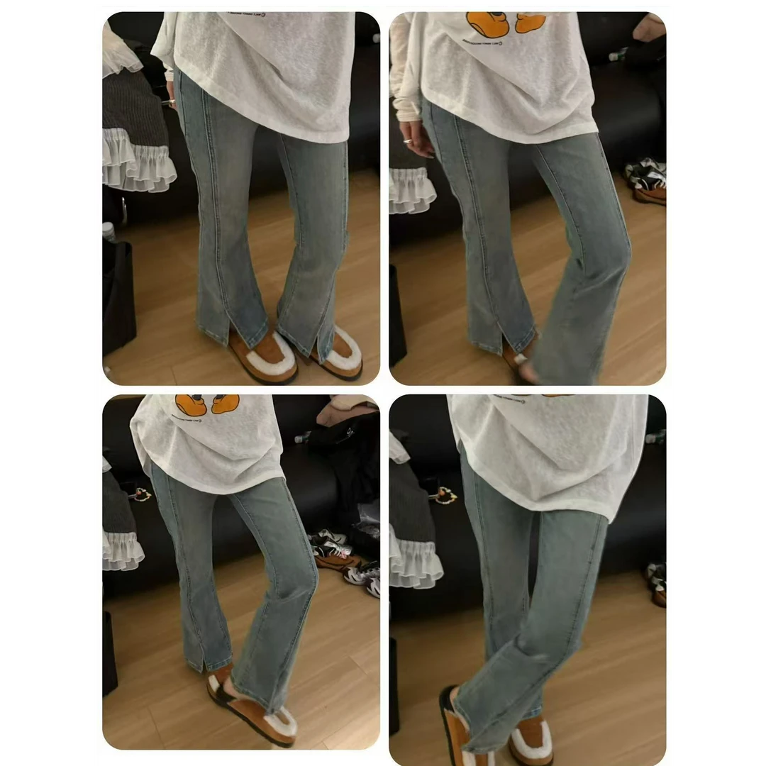 十三行白白-必备新款牛仔裤开叉微喇#1152