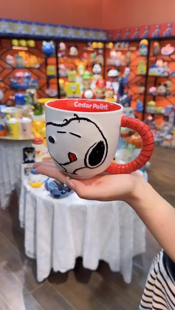 瓷片@@史努比红色手柄陶瓷杯