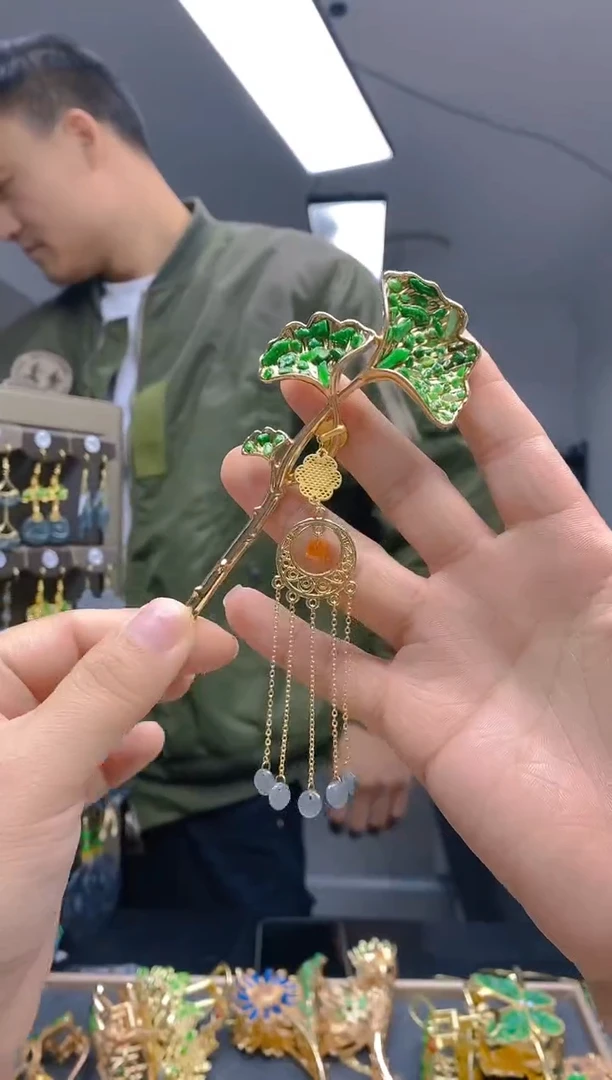 【闪购商品】翡翠耳饰合金212翡翠发簪