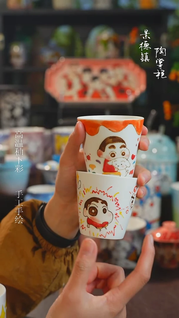 景德镇高温釉下彩原创手绘陶瓷