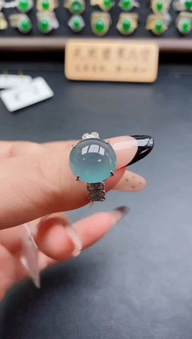 银S925镶嵌戒指翡翠1