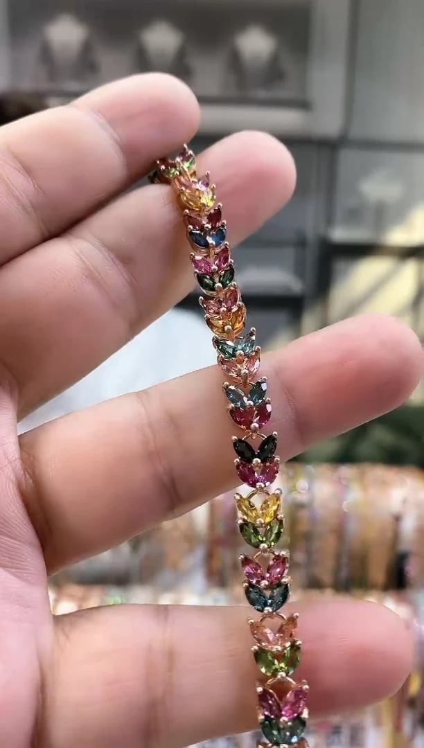 银S925镶嵌手链碧玺鹿**瑚54354354354